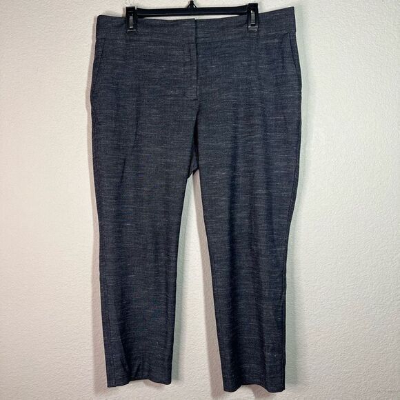 Loft Navy Marisa Flat‎ Front Mid Rise Cropped Leg Dress Pants Womens Size 12P - Picture 1 of 8